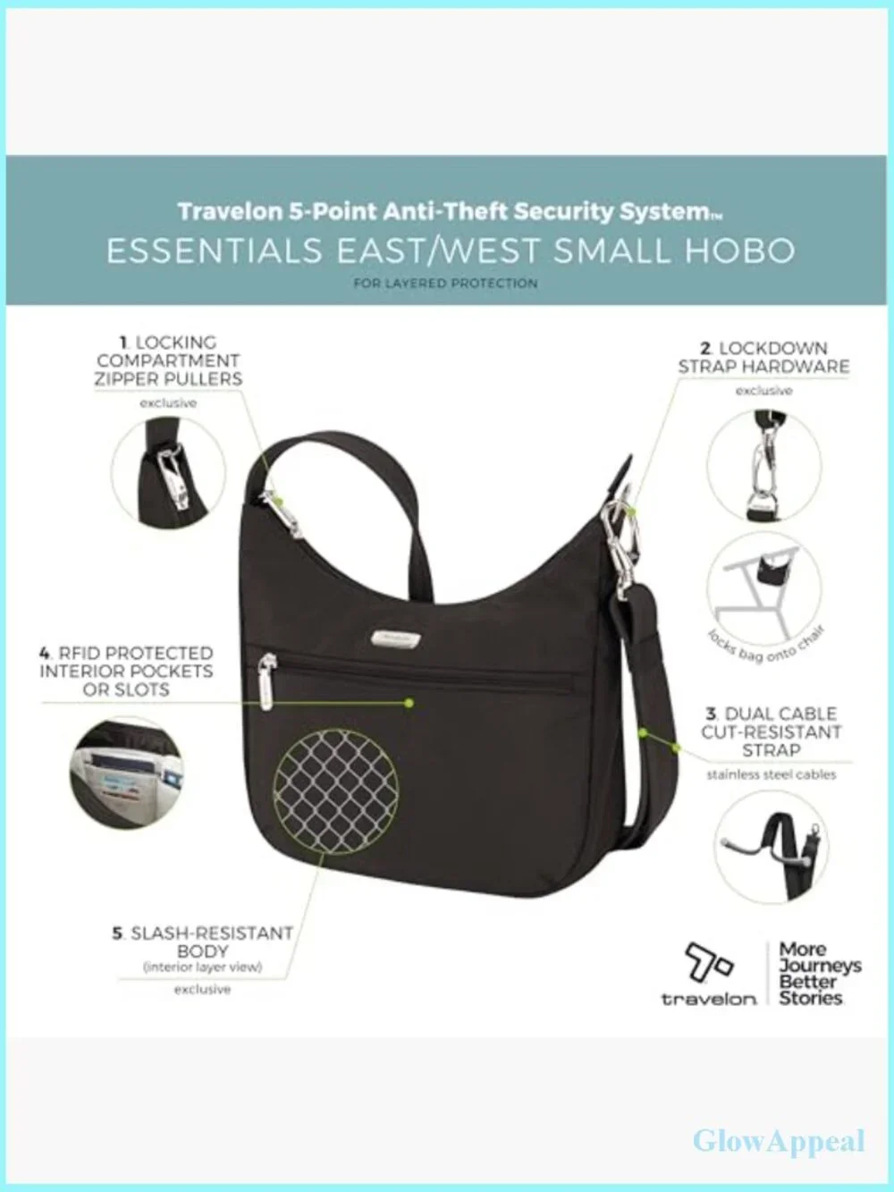 Anti-Theft East/West Hobo Bag with RFID Blocking